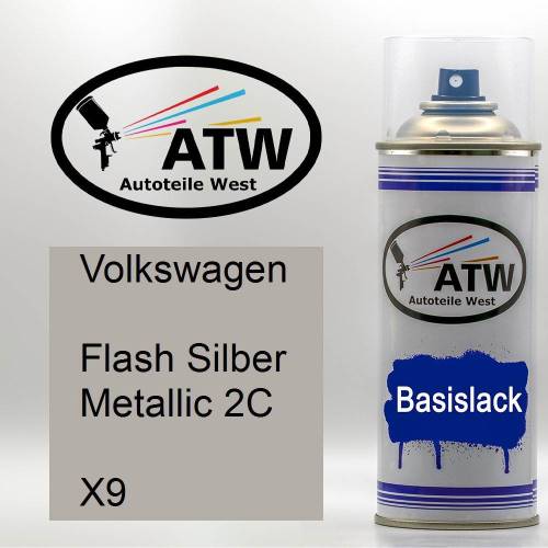 Volkswagen, Flash Silber Metallic 2C, X9: 400ml Sprühdose, von ATW Autoteile West.